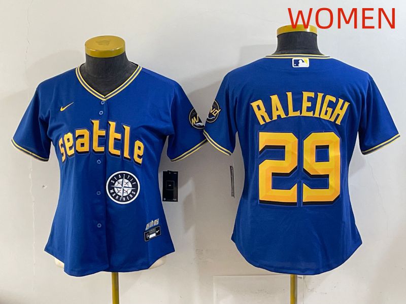 Women 2025 Seattle Mariners #29 Raleigh Blue City Edition Nike MLB Jersey style 10->women mlb jersey->Women Jersey